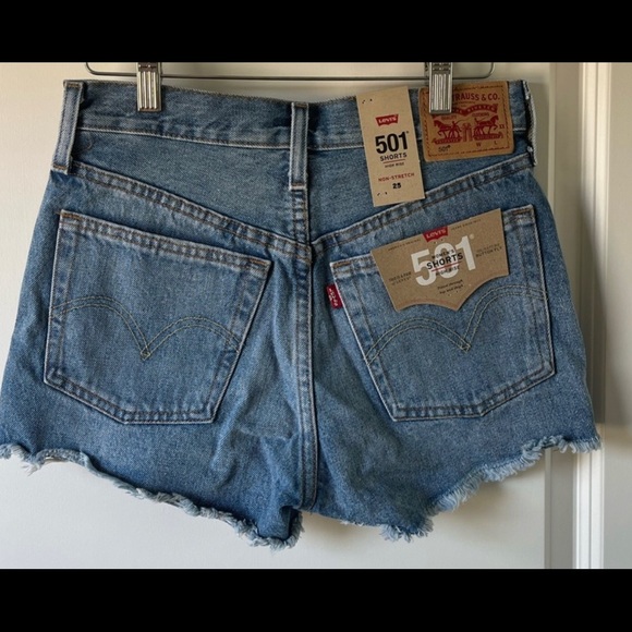 Levi’s 501 Distressed Cut Off High Rise Denim Short W25 NWT - Picture 3 of 9